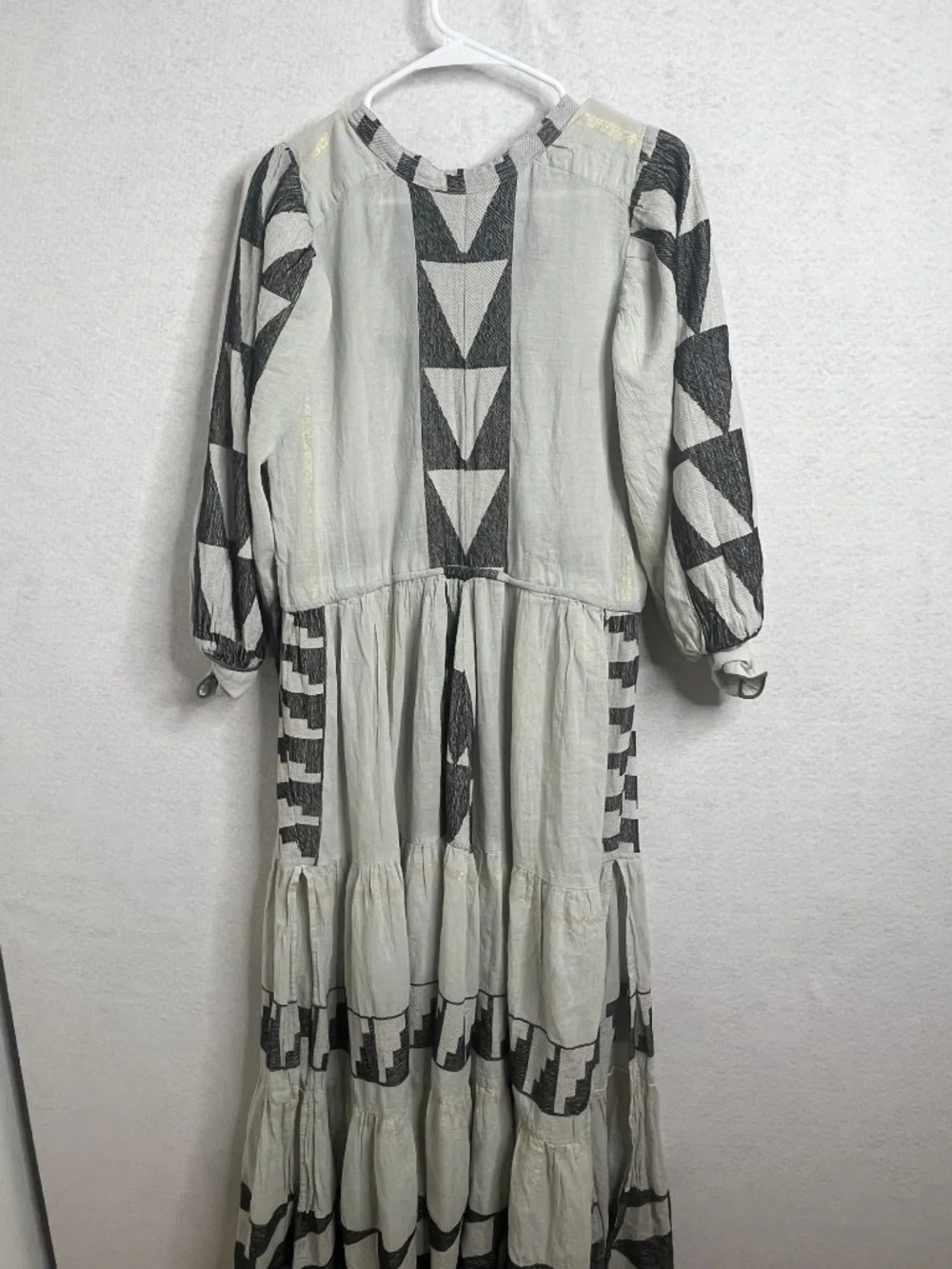 Pearl & Caviar Boho Geometric Print Midi Dress Long Sleeve Flowy S - Picture 6 of 6